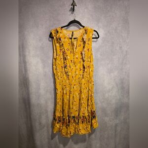 Yellow Floral Sleeveless Summer Dress